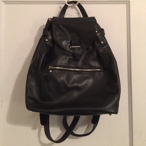 Black leather backpack